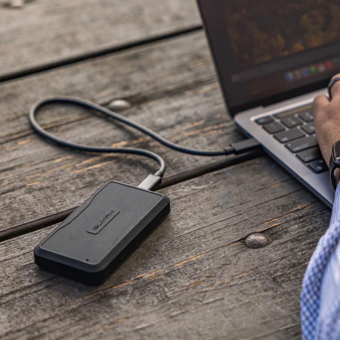 Glyph Atom Pro2 NVMe SSD mobile external solid state drive Thunderbolt 3 lifestyle