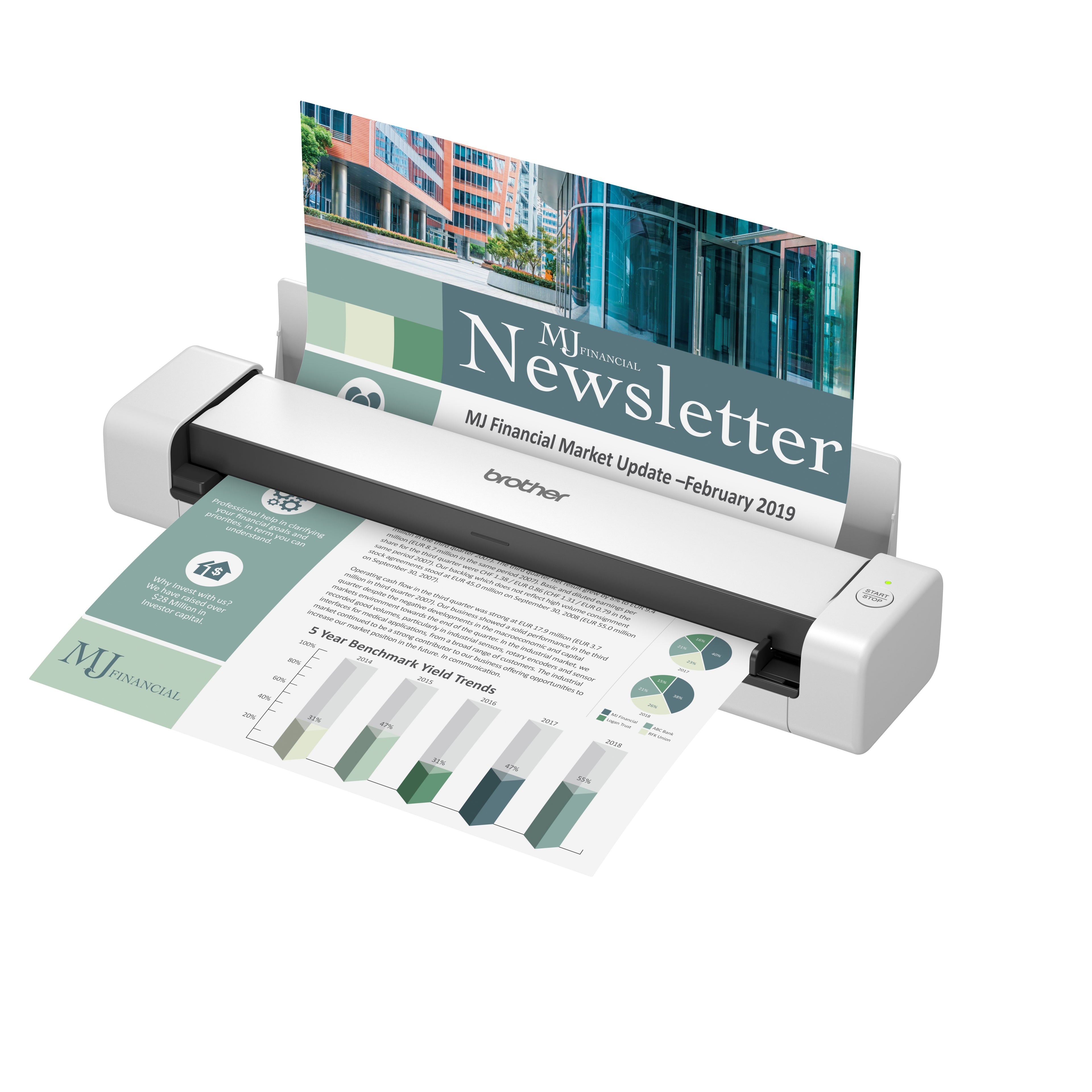 Brother DS-740D A4 mobile 2-sided 15ppm document scanner USB 3.0 angle