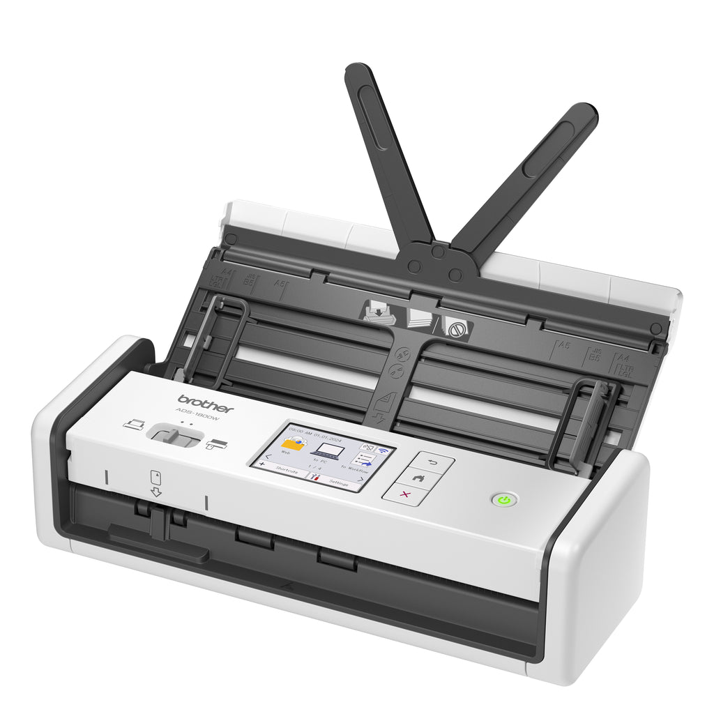 Brother ADS-1800W A4 portable compact 2-sided wireless touchscreen document scanner 30ppm USB-C left