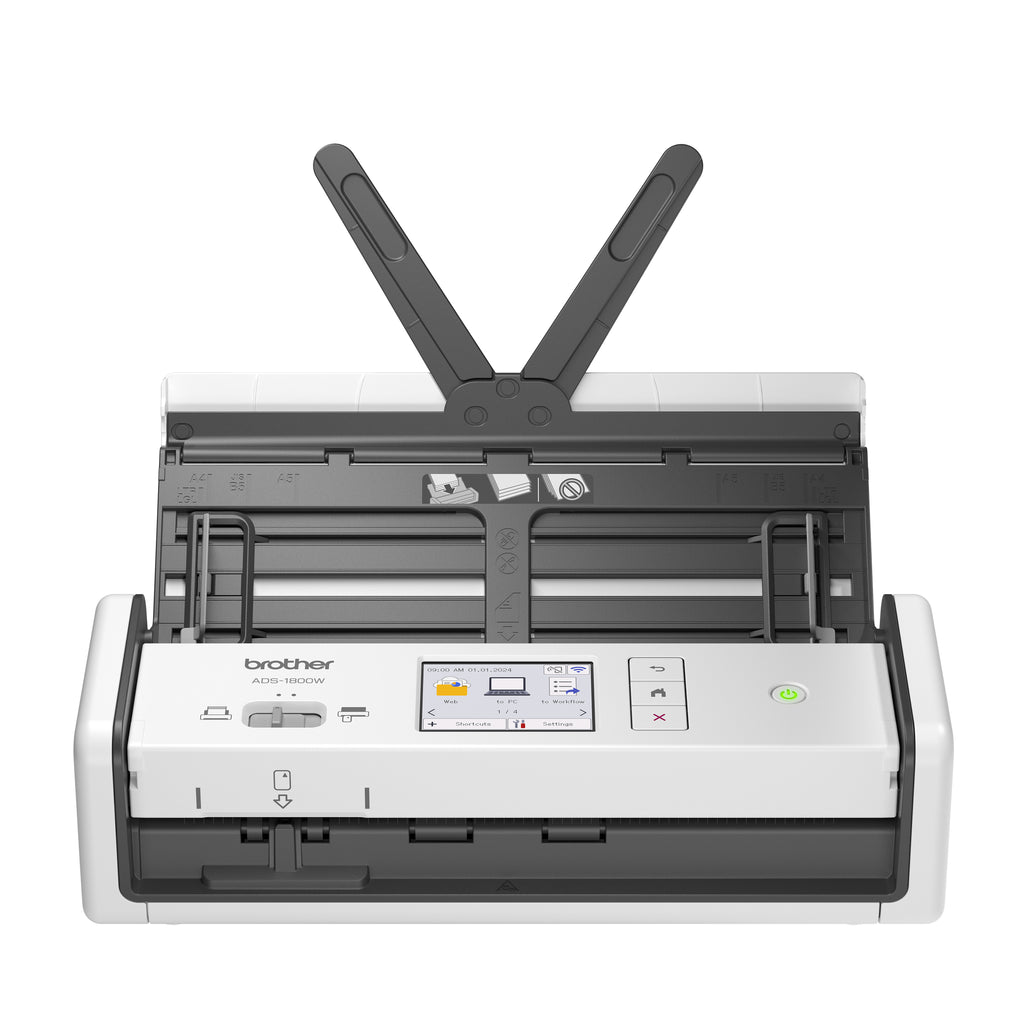 Brother ADS-1800W A4 portable compact 2-sided wireless touchscreen document scanner 30ppm USB-C front