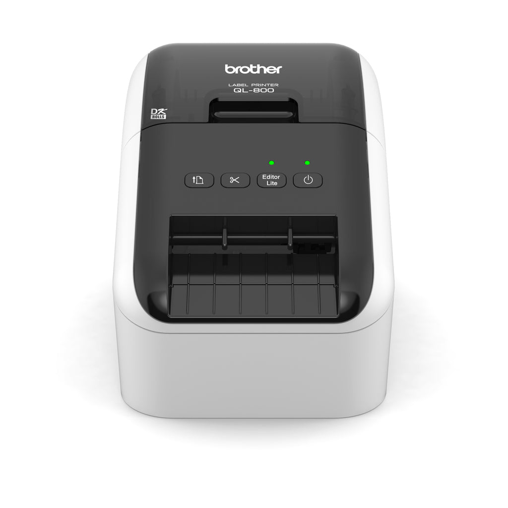 Brother QL-800 desktop USB 2.0 black and red printing label printer front