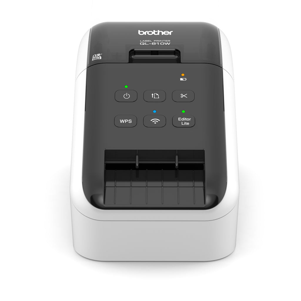 Brother QL-810WC desktop USB 2.0 Wi-Fi black and red printing label printer front