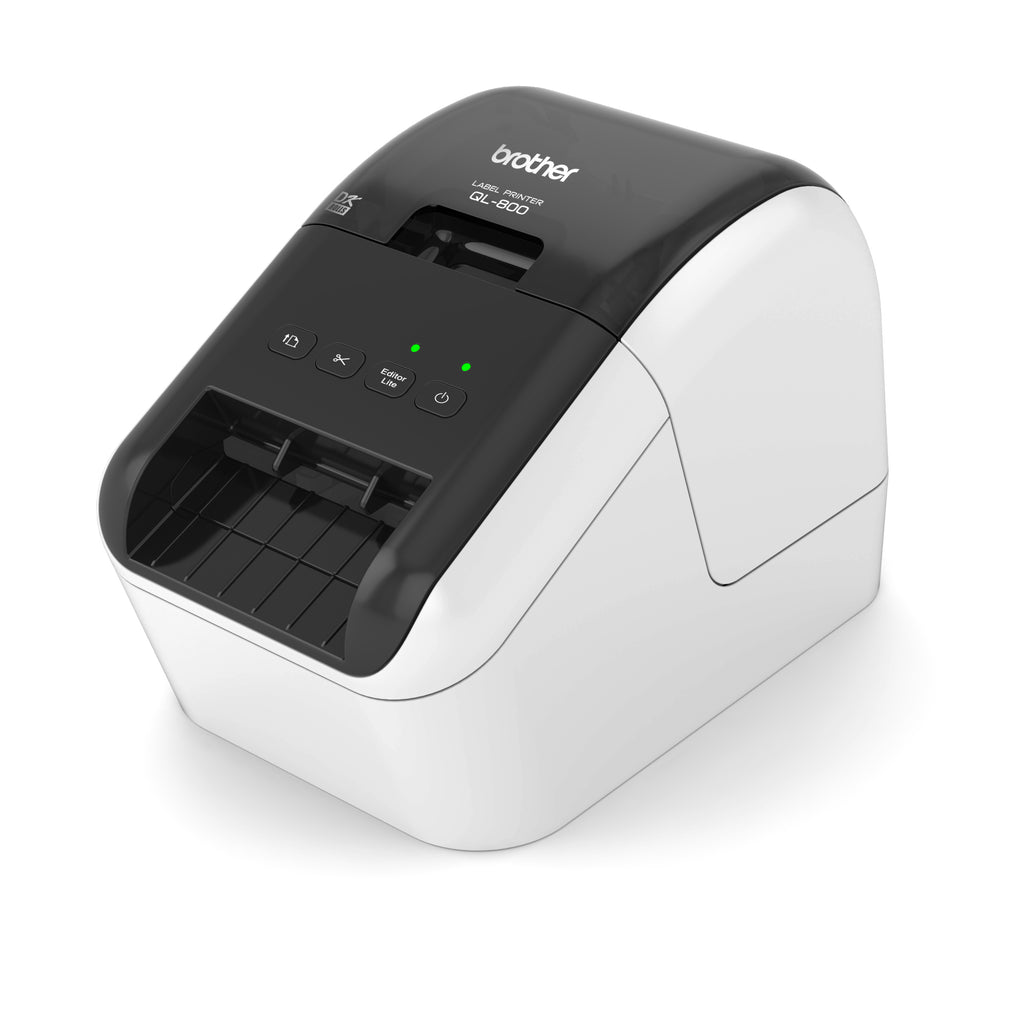 Brother QL-800 desktop USB 2.0 black and red printing label printer right