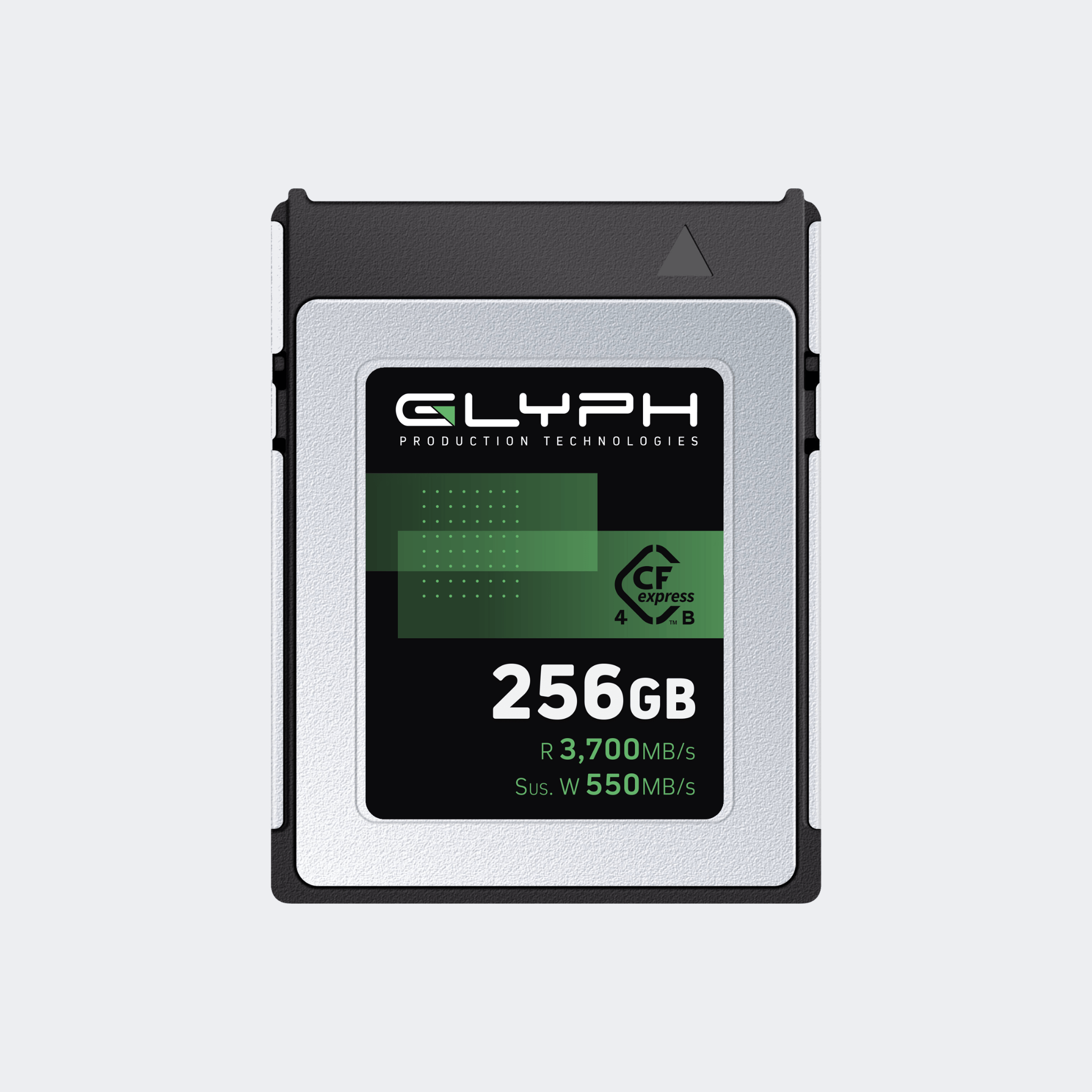 256GB Glyph CFexpress card on a light gray background