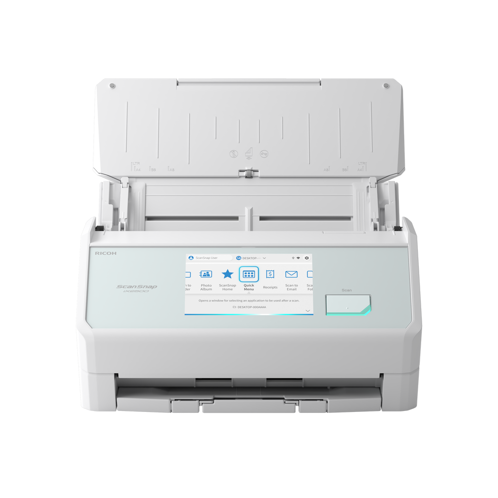 Ricoh ScanSnap iX2500 A4 document scanner touchscreen USB 3.2 Gen 1 Wi-Fi and Bluetooth in white