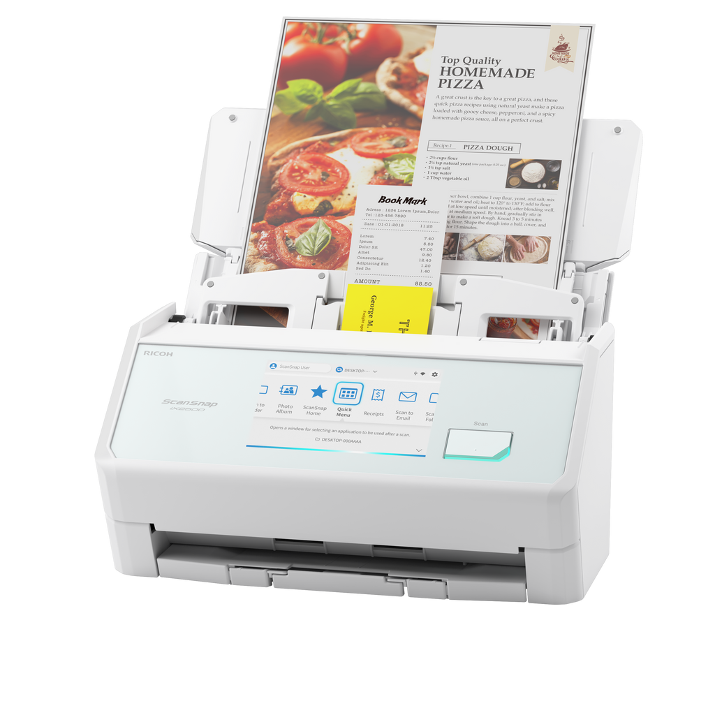 Ricoh ScanSnap iX2500 A4 document scanner touchscreen USB 3.2 Gen 1 Wi-Fi and Bluetooth in white