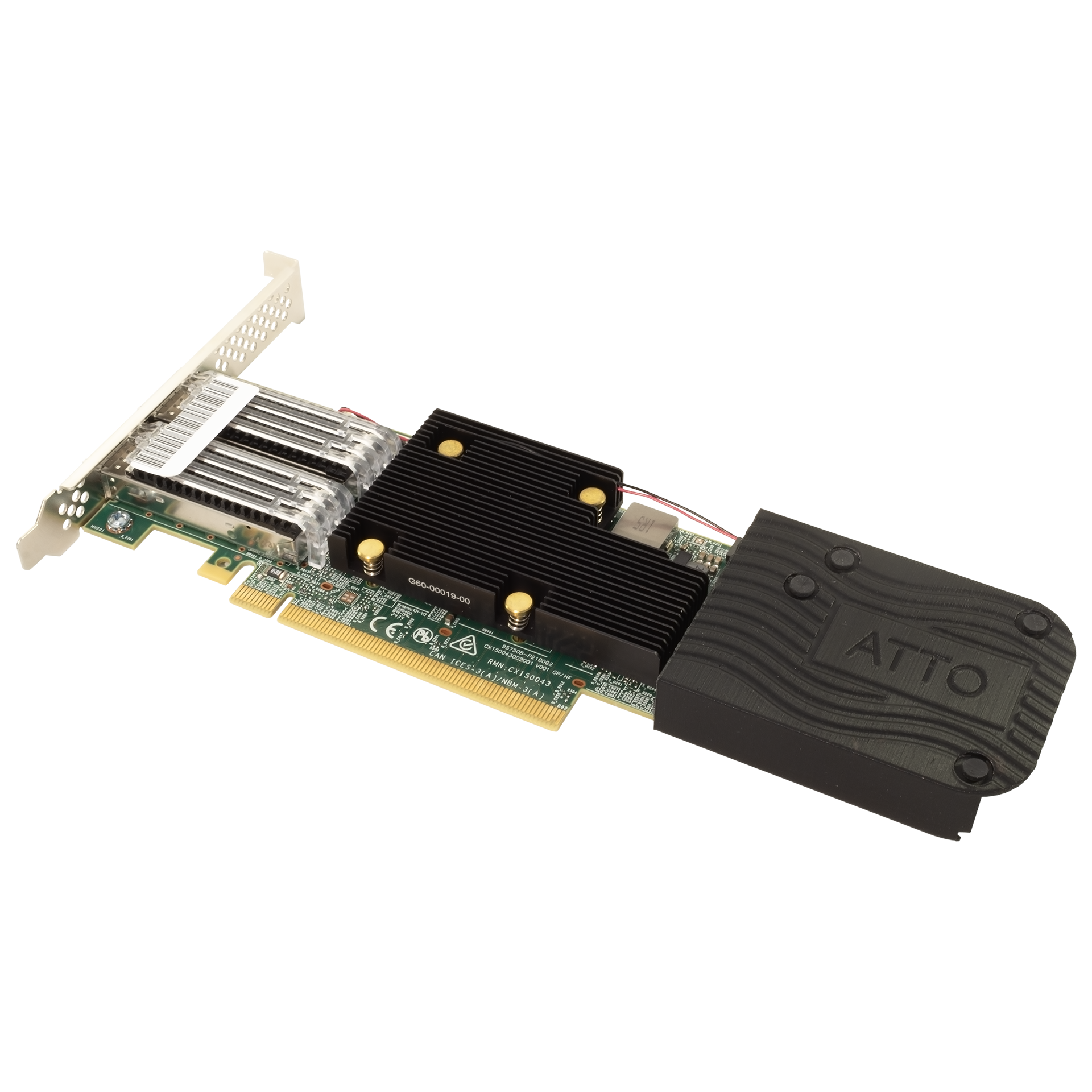 ATTO FastFrame N422 AIR dual port 25 GbE x8 PCI 3.0 2x SFP28 Ethernet network adapter rear