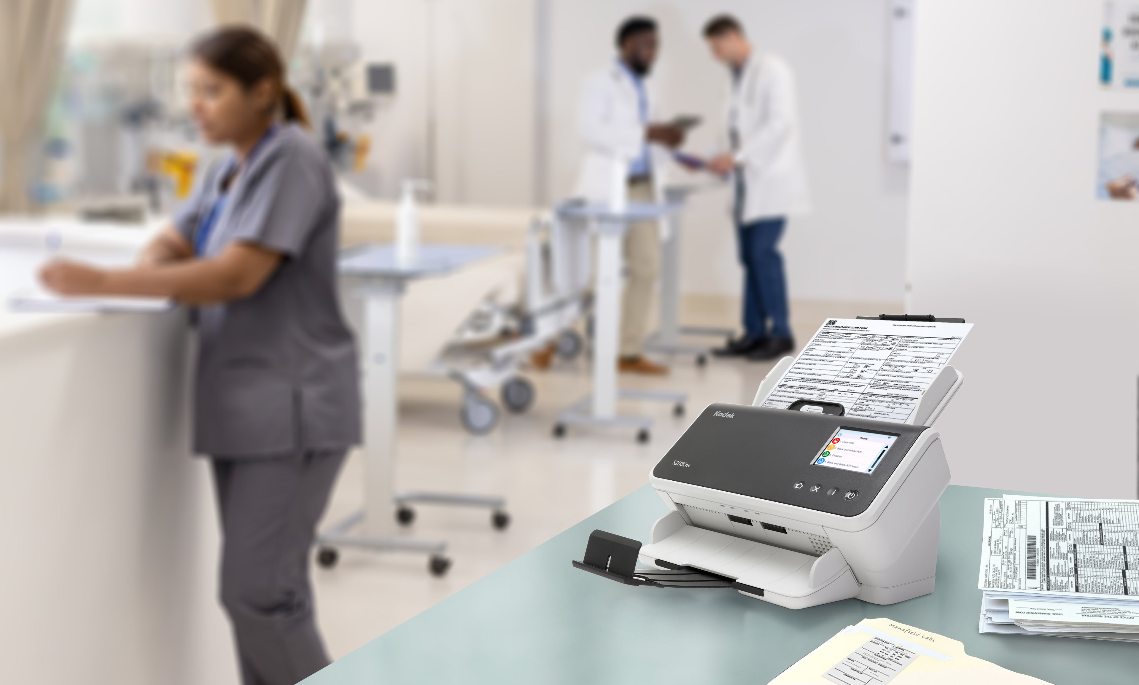 Kodak Alaris S2080W A4 80ppm 600 dpi wireless network document scanner USB 3.2 Gen 1, Wireless, and Ethernet LAN in healthcare lifestyle