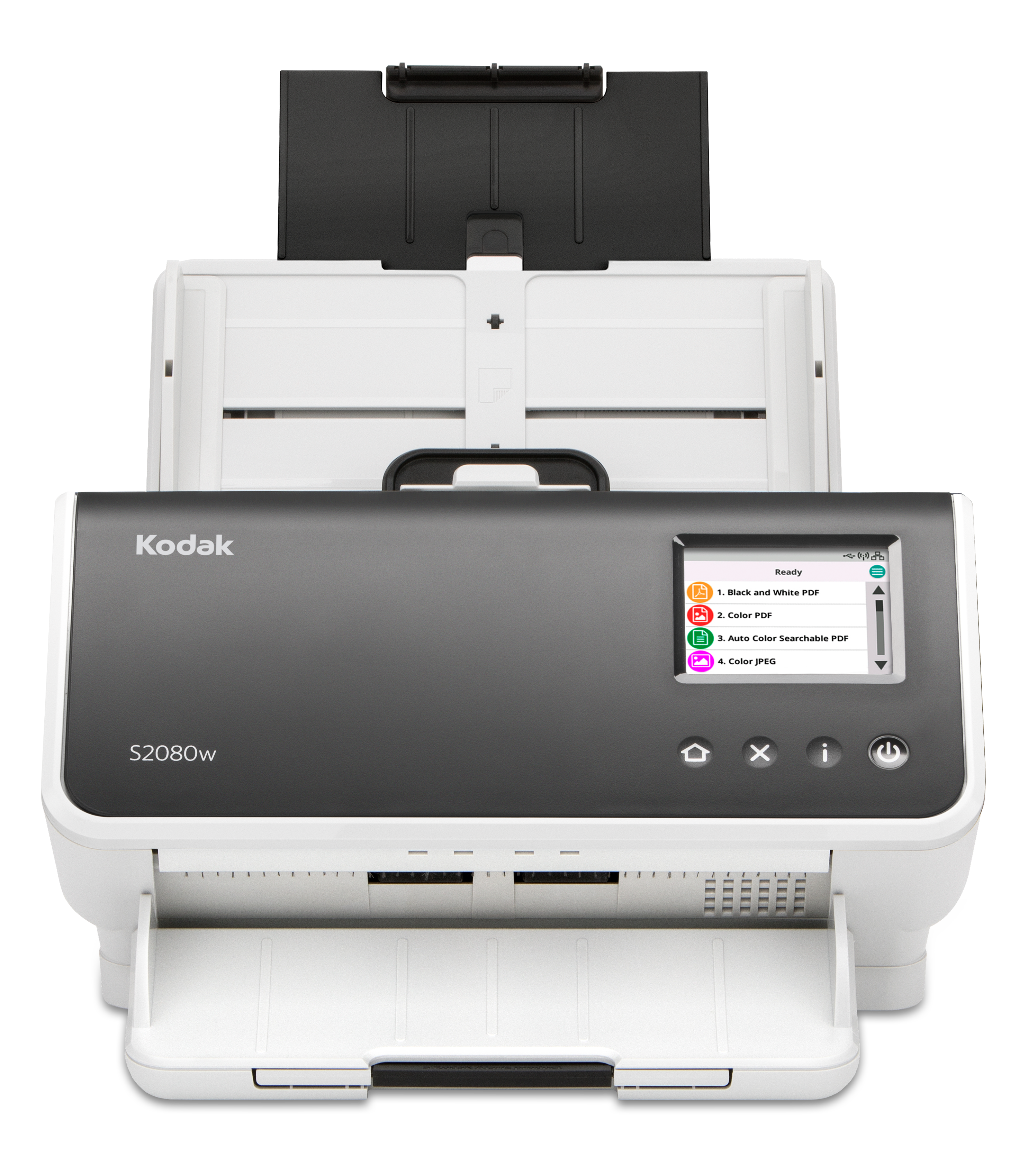 Kodak Alaris S2080W A4 80ppm 600 dpi wireless network document scanner USB 3.2 Gen 1, Wireless, and Ethernet LAN front
