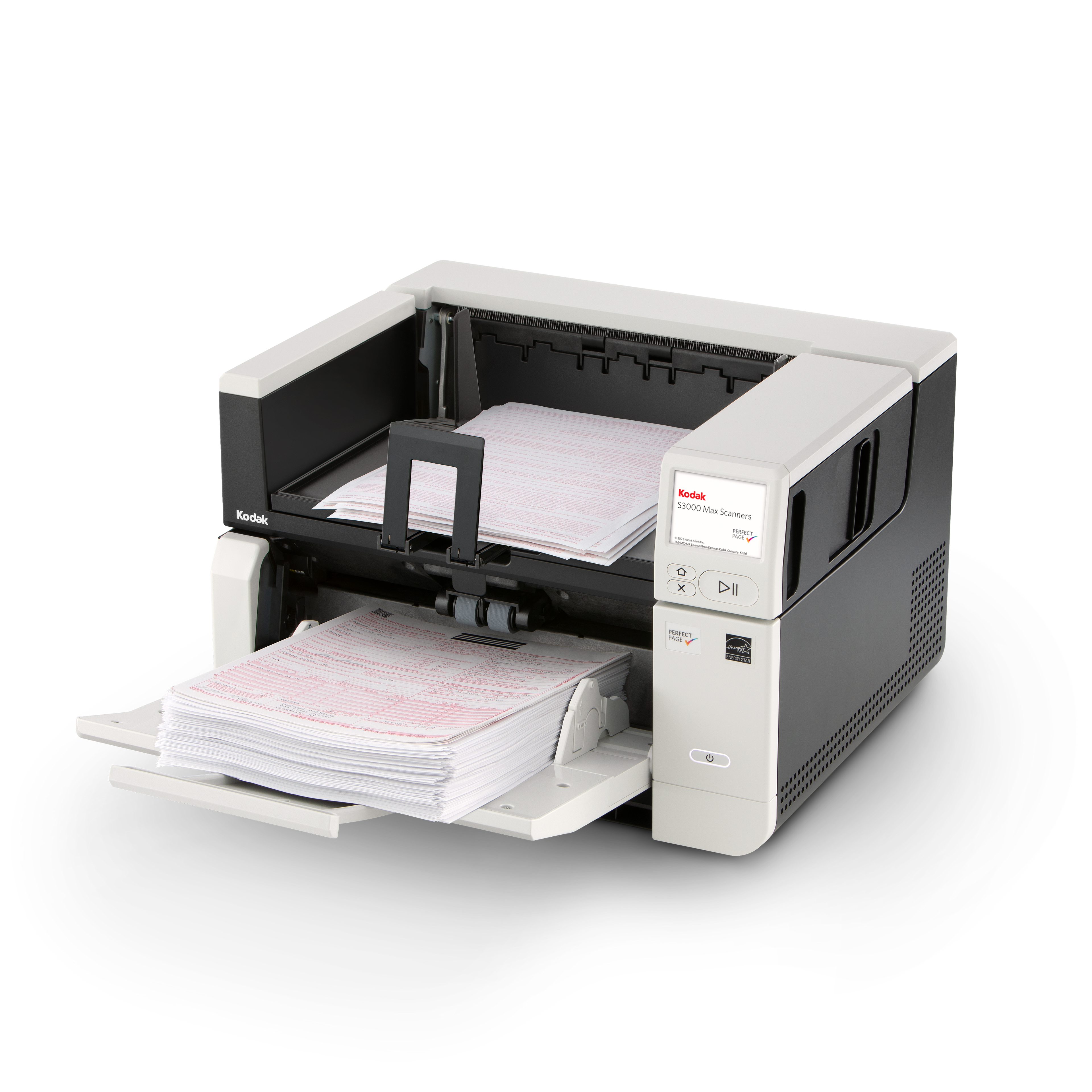 Kodak Alaris S3140 Max A3 document scanner 140ppm 600 dpi USB 3.2 Gen 1 (3.1 Gen 1) and Ethernet front left with media