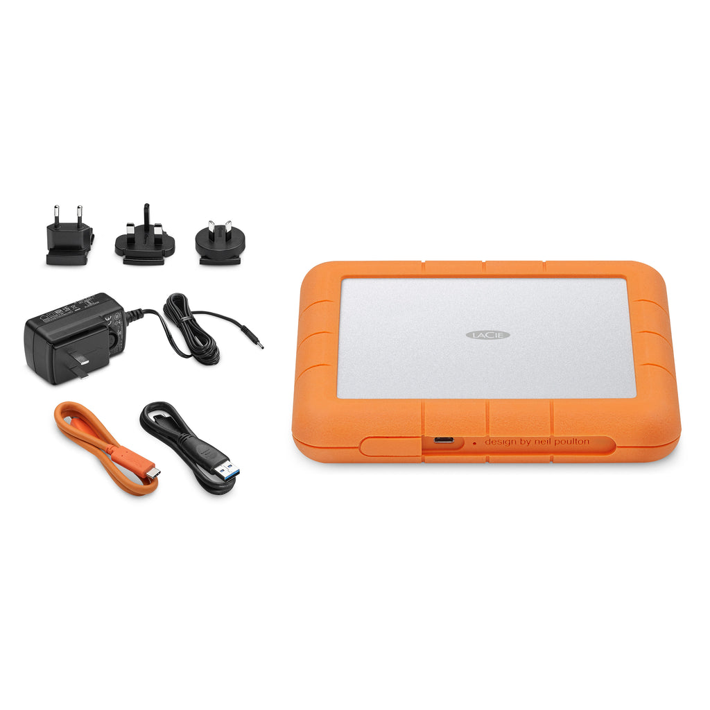 LaCie Rugged RAID Shuttle 8TB mobile 2-drive RAID 0 & 1 self-encrypting external hard drive USB-C (USB 3.0 & 2.0) STHT8000800 accessories