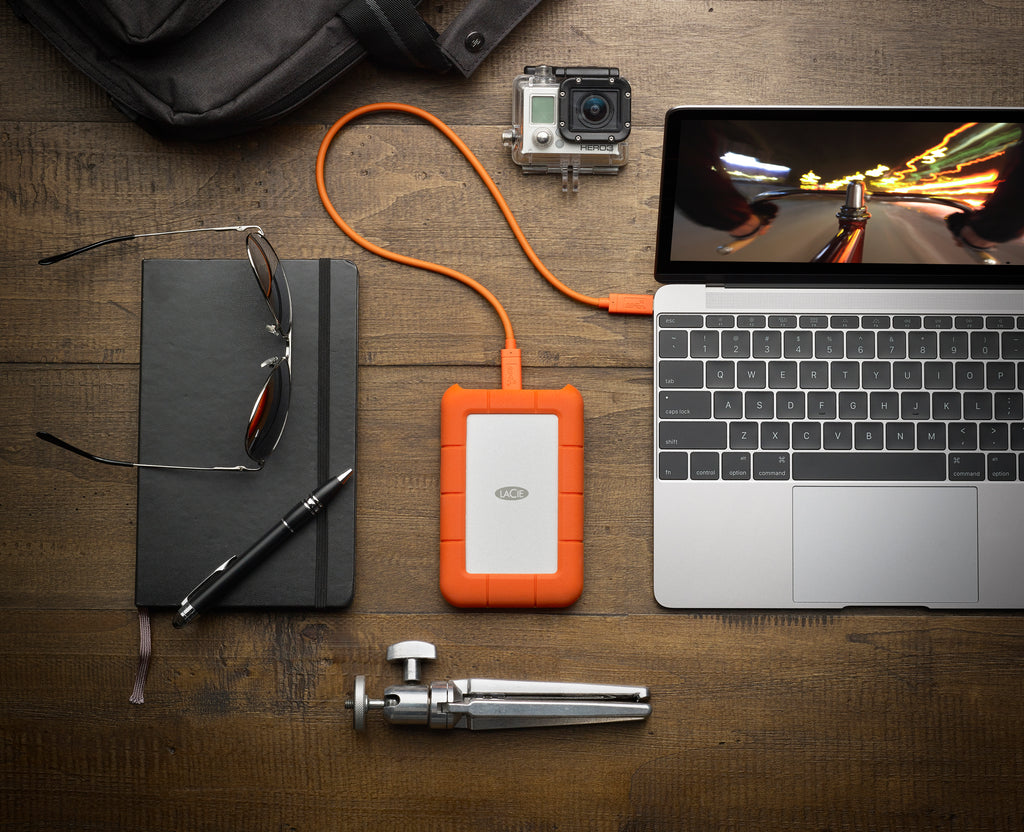 LaCie Rugged USB-C portable external hard drive lifestyle