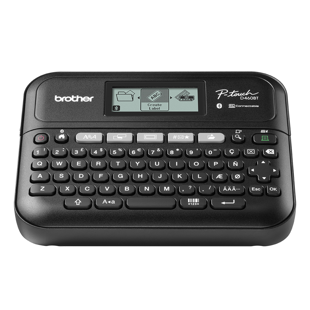 Brother PT-D460BTVP standalone or connectable office label printer up to 18mm wide labels front