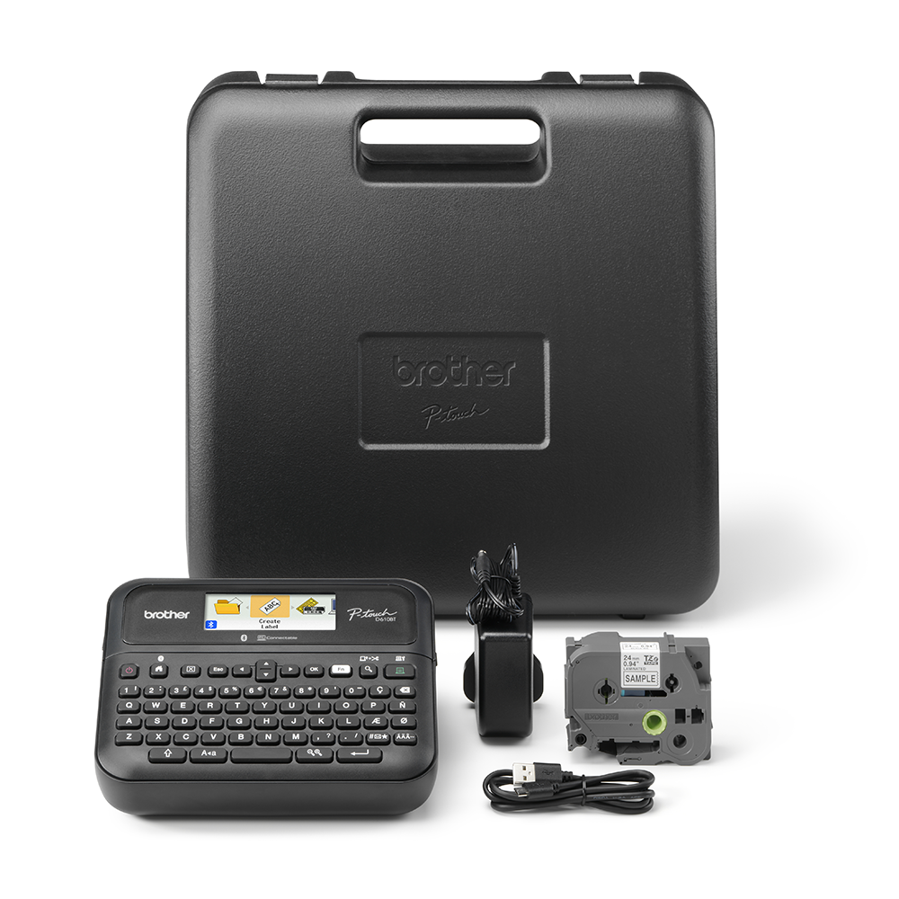 Brother PT-D610BTVP standalone or connectable office label printer up to 24mm wide labels bundle