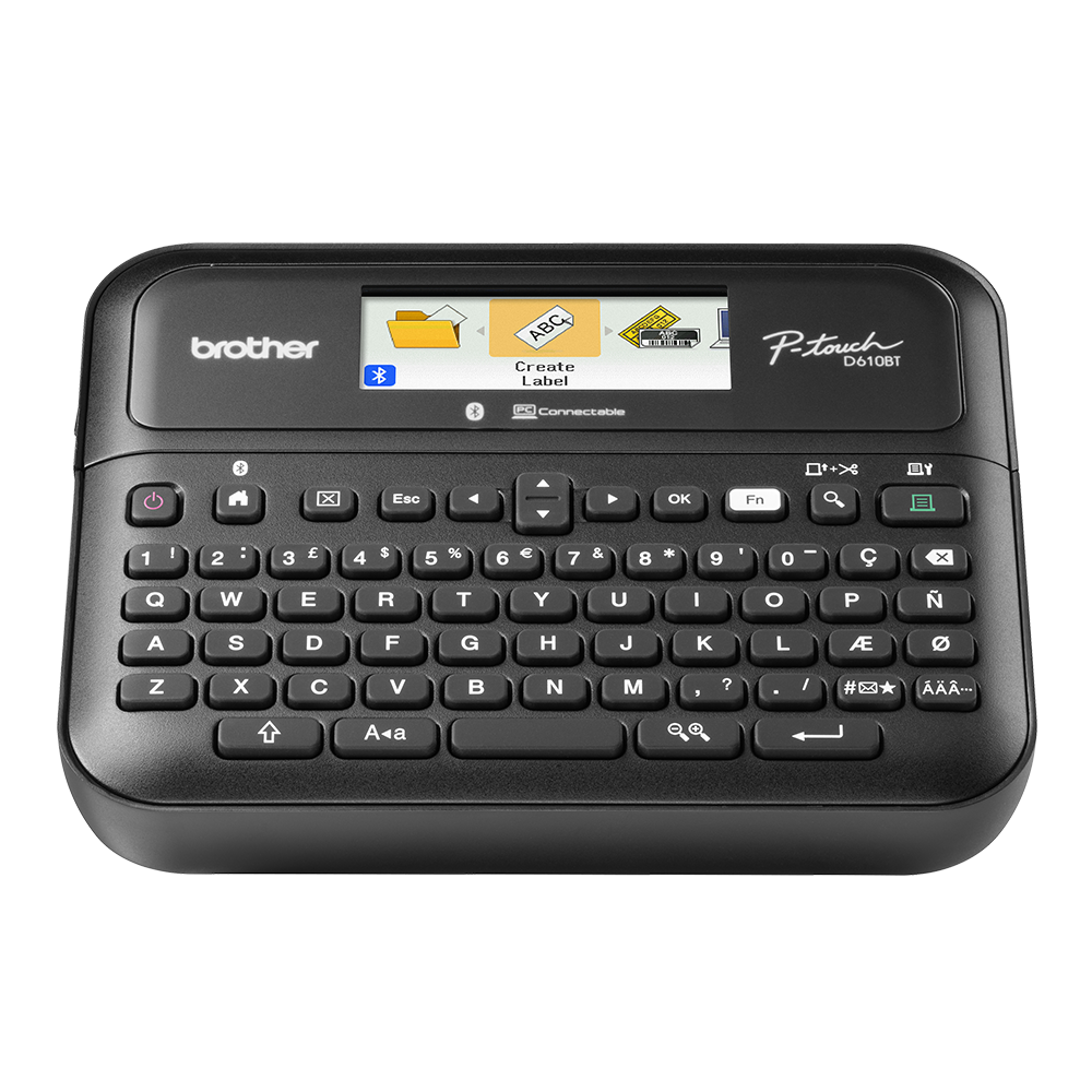 Brother PT-D610BTVP standalone or connectable office label printer up to 24mm wide labels front