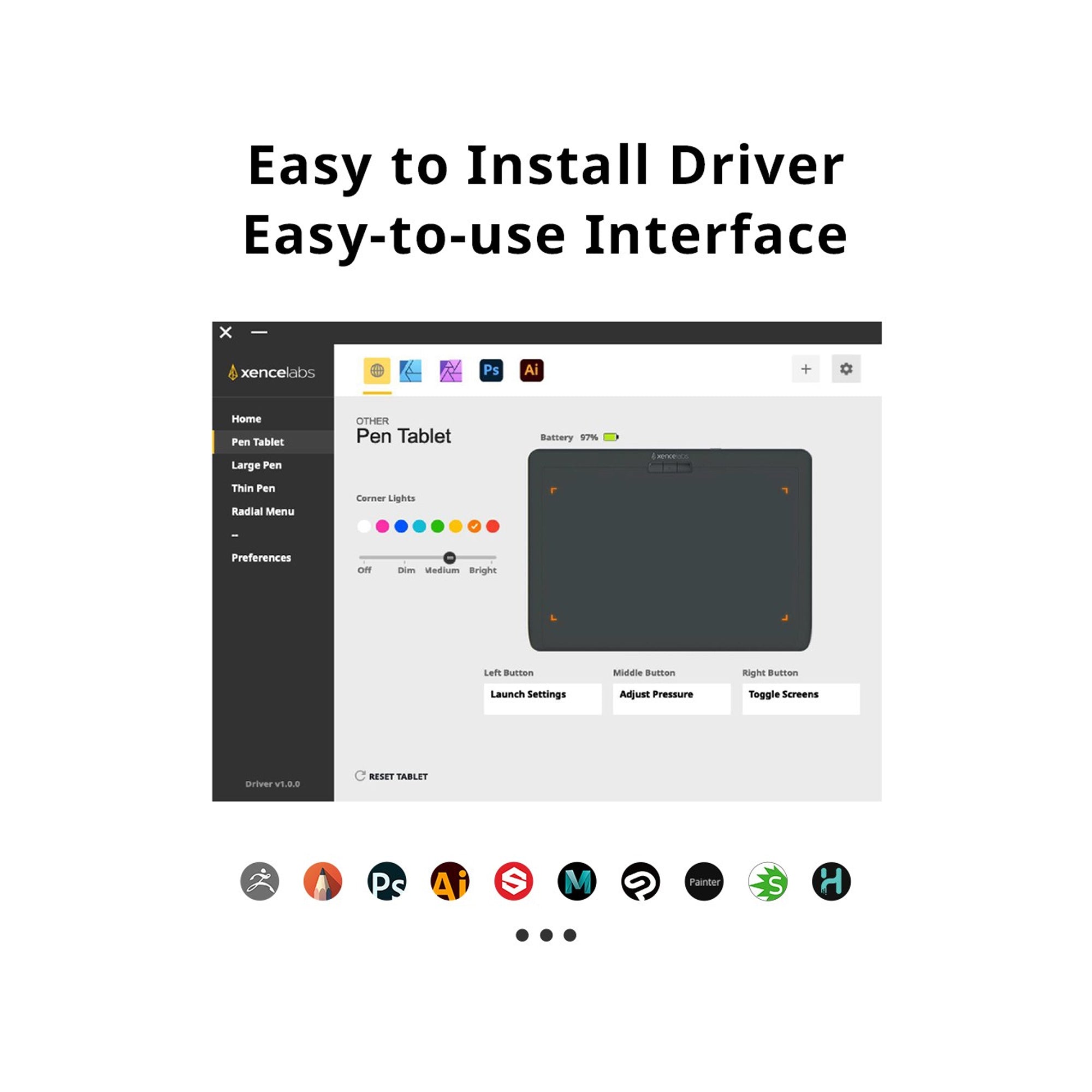 Xencelabs Pen Tablet Medium Bundle graphics tablet easy to install driver