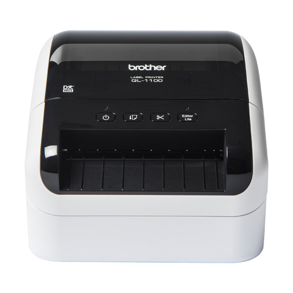 Brother QL-1100C shipping and barcode label printer up to 4 inch wide labels USB 2.0 front