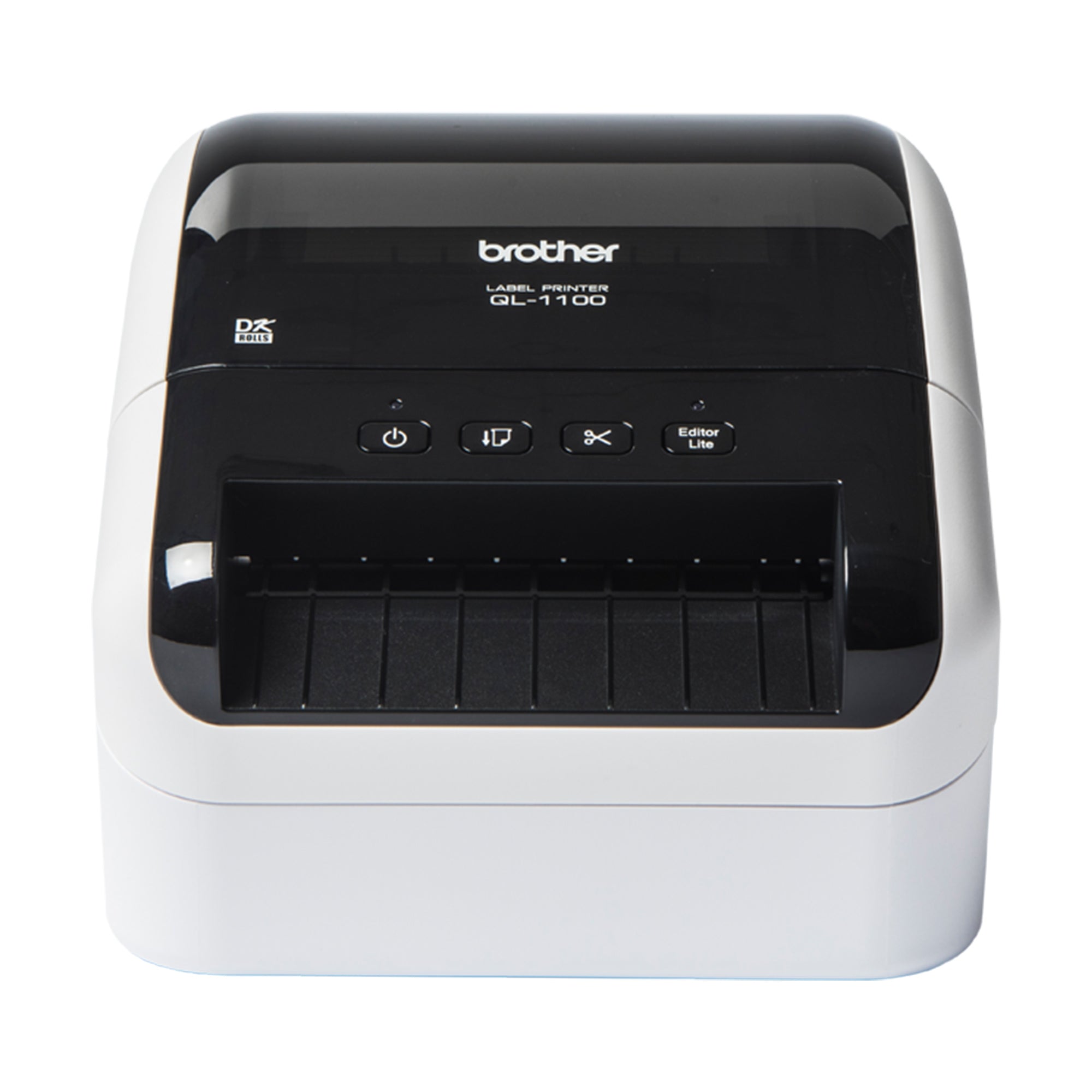 Brother QL-1100C shipping and barcode label printer up to 4 inch wide labels USB 2.0 front