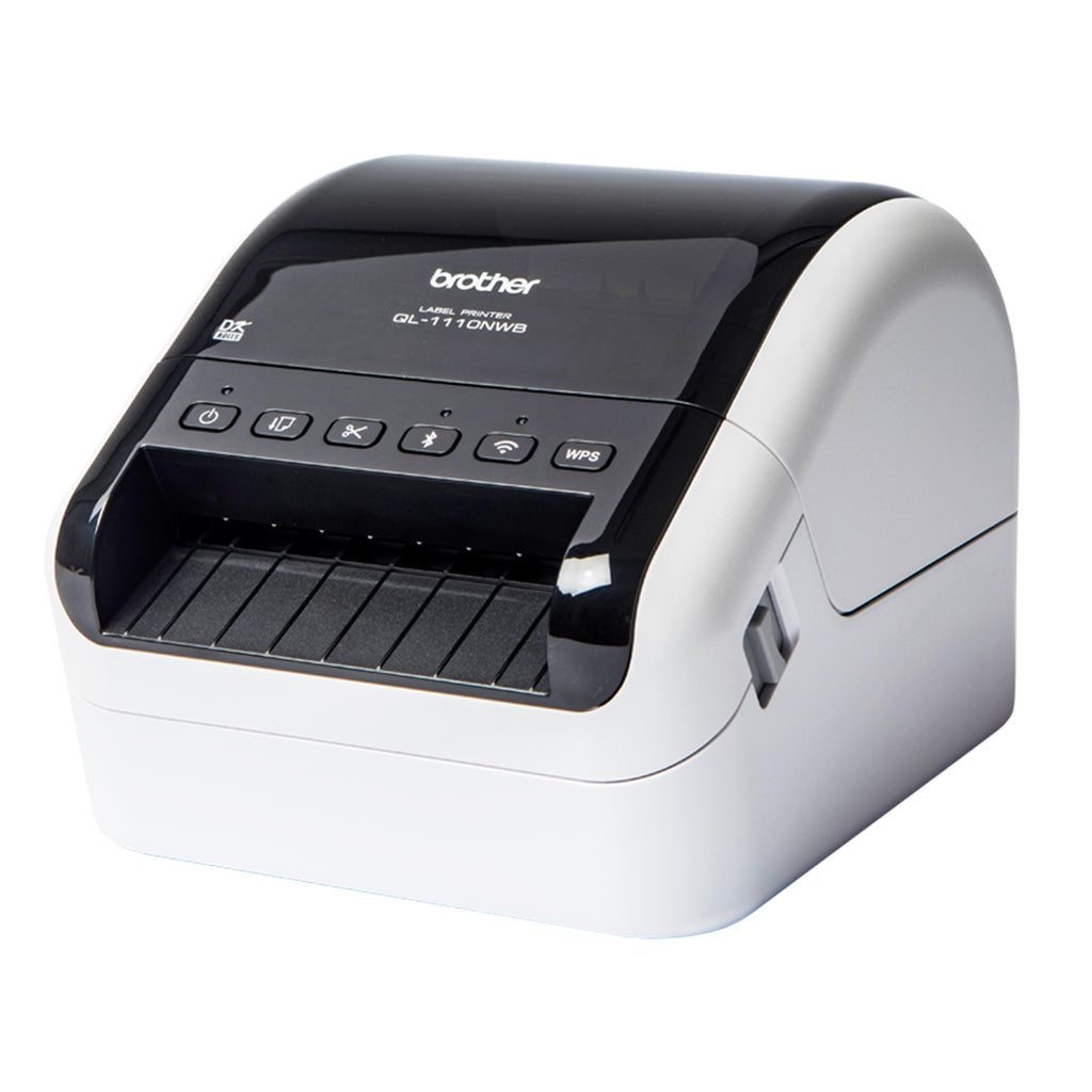 Brother QL-1110NWBC shipping and barcode label printer left