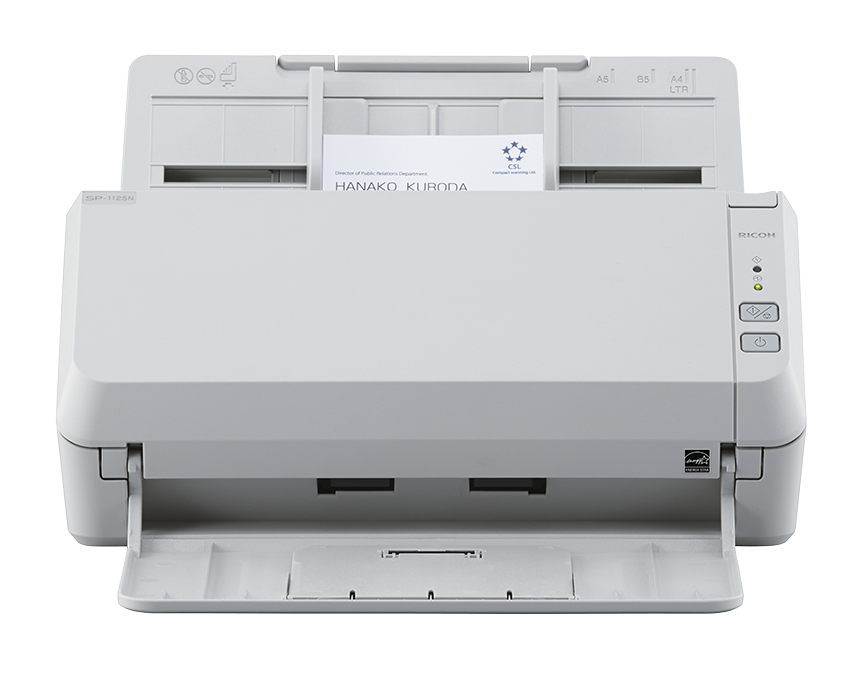 Ricoh SP-1125N A4 document scanner 25ppm USB 3.2 and Ethernet LAN front