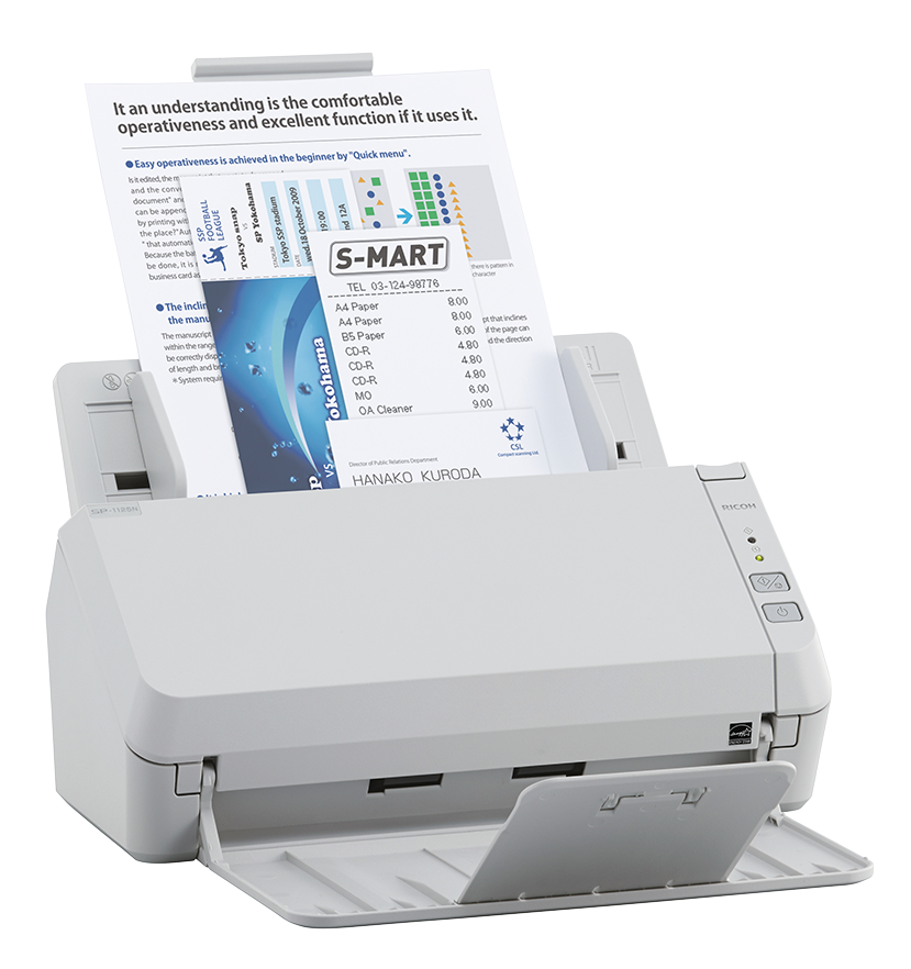 Ricoh SP-1125N A4 document scanner 25ppm USB 3.2 and Ethernet LAN right with media