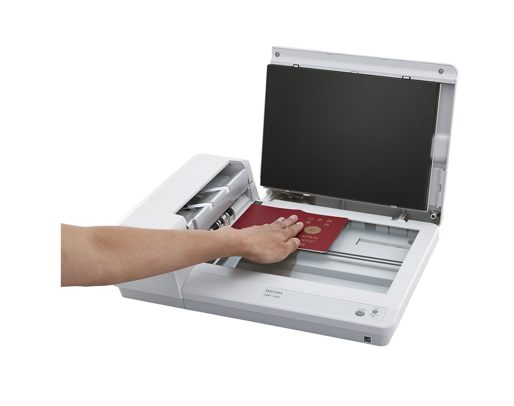 Ricoh SP-1425 A4 document scanner with ADF and flatbed 25ppm USB 2.0 with passport