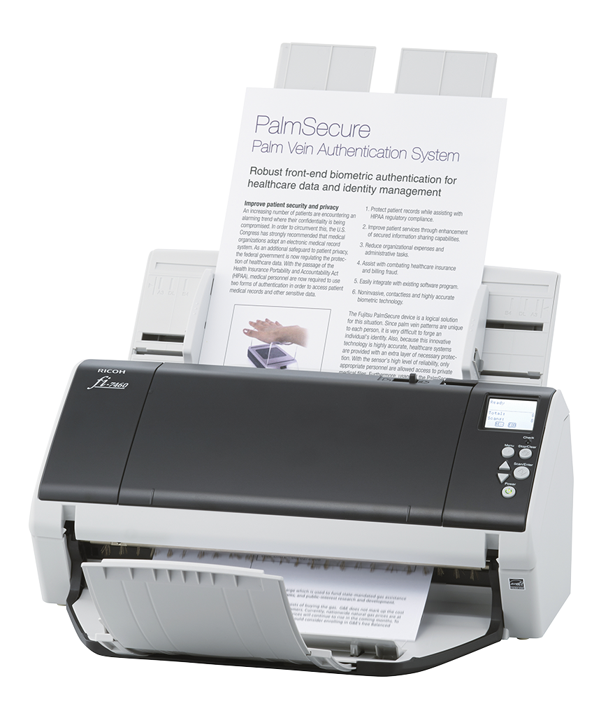 Ricoh fi-7460 A3 workgroup document scanner 60ppm USB 3.2 left with media