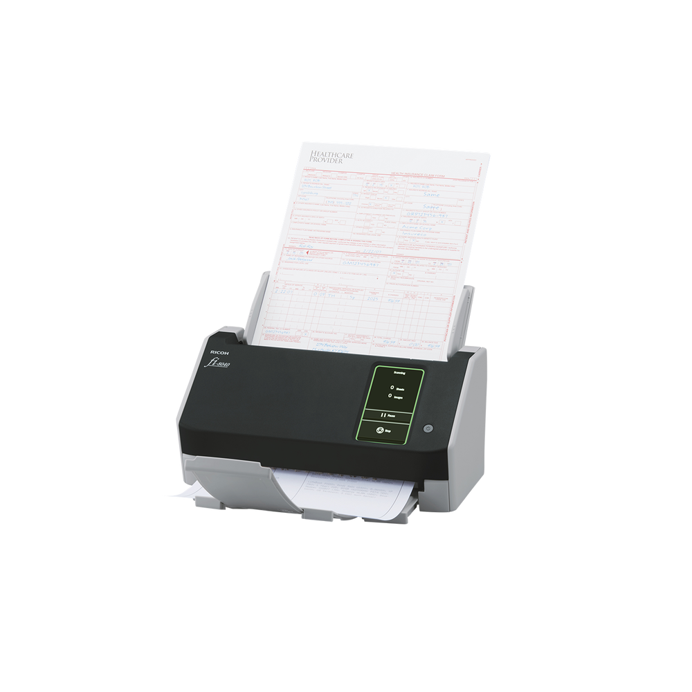 Ricoh fi-8040 A4 document scanner 40ppm USB 3.2 Gen 1 & Ethernet right with media