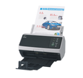 Ricoh fi-8150 A4 document scanner 50ppm USB 3.2 Gen 1 & Ethernet front left with media