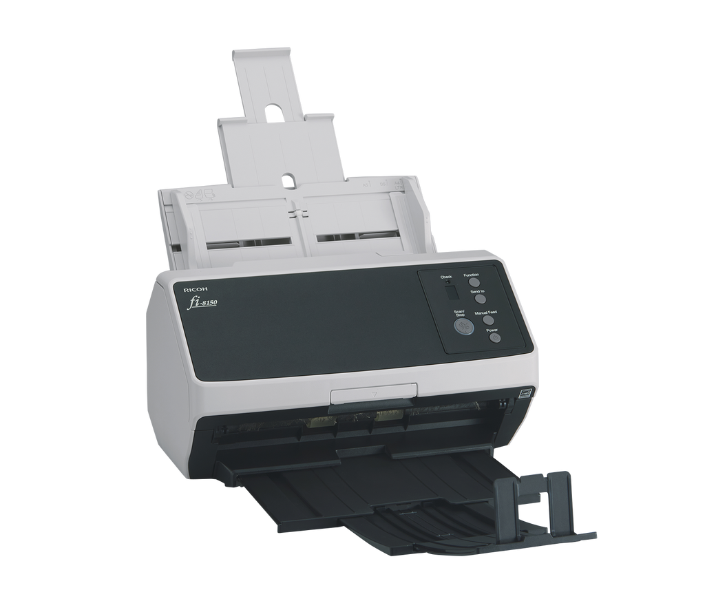 Ricoh fi-8150 A4 document scanner 50ppm USB 3.2 Gen 1 & Ethernet front right