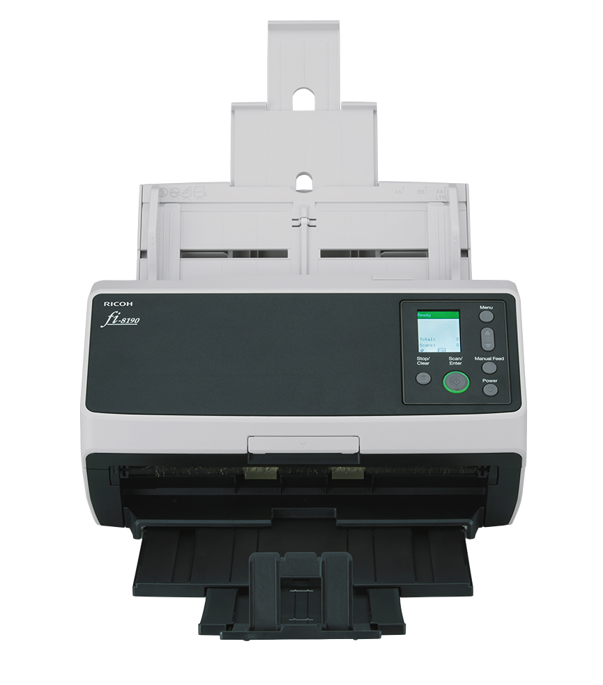 Ricoh fi-8190 A4 document scanner 90ppm USB 3.2 Gen 1 & Ethernet front