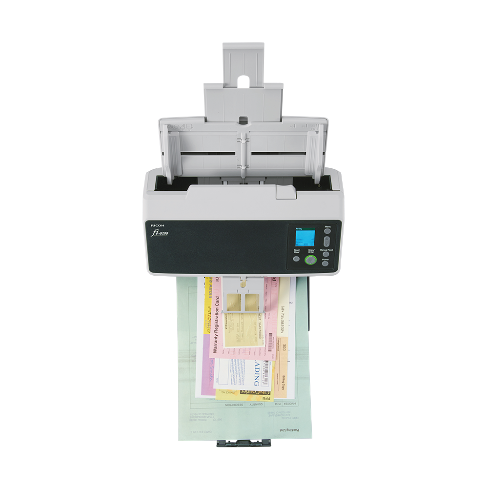 Ricoh fi-8190 A4 document scanner 90ppm USB 3.2 Gen 1 & Ethernet from above