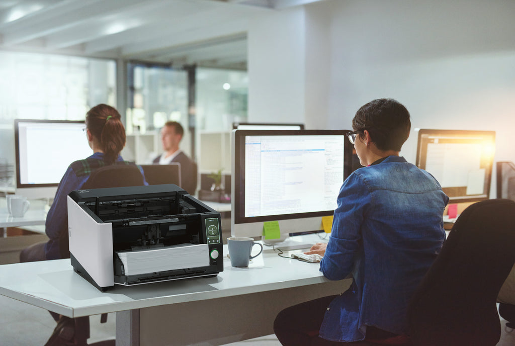Ricoh fi-8820 production document scanner 600dpi 120ppm 500 sheet ADF USB 3.2 & Gigabit LAN lifestyle