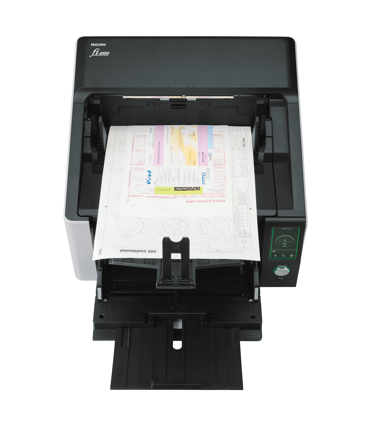 Ricoh fi-8950 production document scanner 600dpi 150ppm 750 sheet ADF USB 3.2 & Gigabit LAN above
