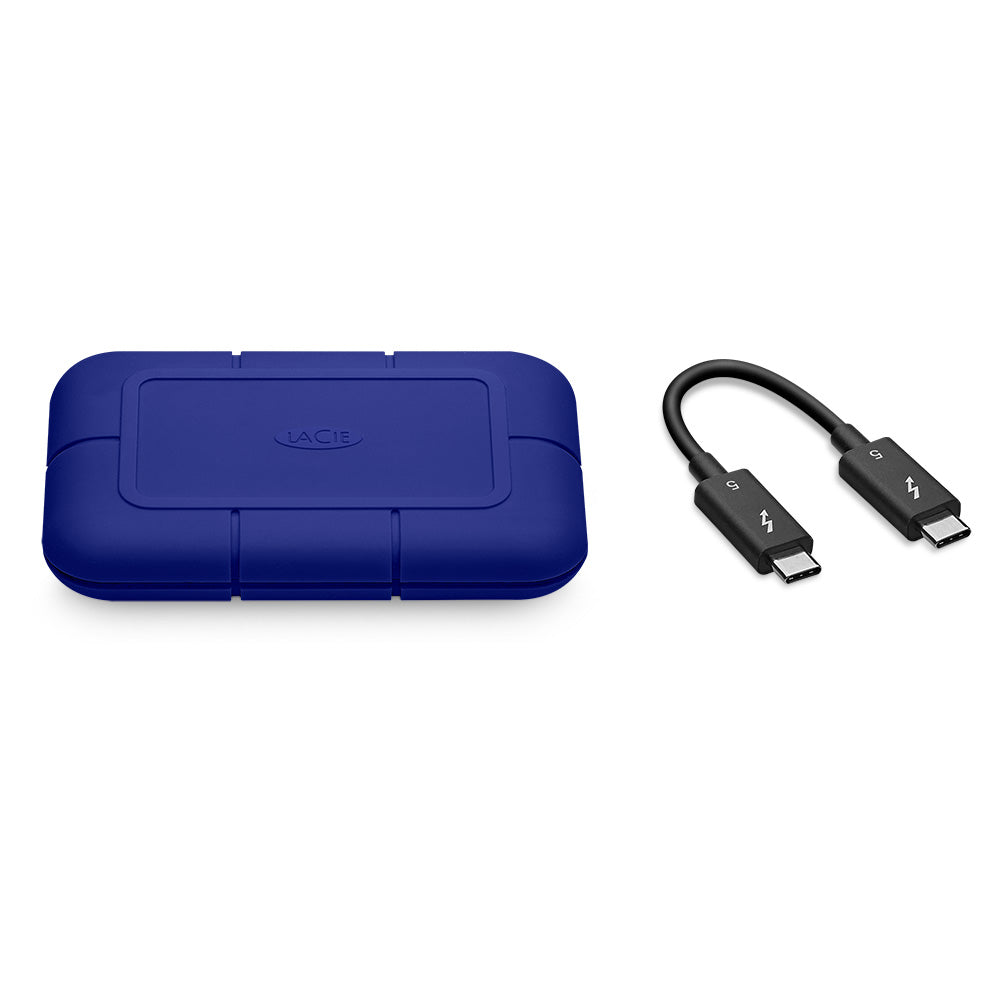 LaCie Rugged SSD Pro5 2TB portable Thunderbolt 5 NVMe (compatible with Thunderbolt 4 & USB 3.2 type C) external hard drive STNA2000400 plus cabe