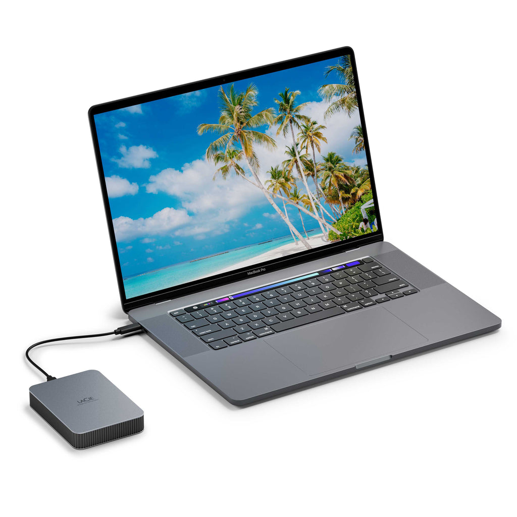 LaCie Mobile Drive Secure portable external hard drive password protected USB-C (3.2 Gen 1) with laptop