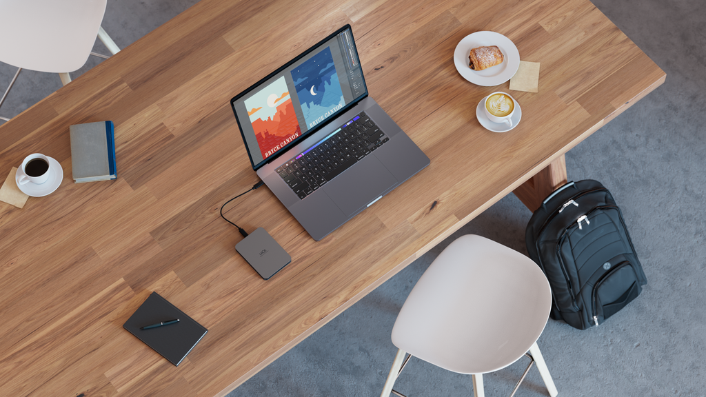 LaCie Mobile Drive Secure portable external hard drive password protected USB-C (3.2 Gen 1) lifestyle