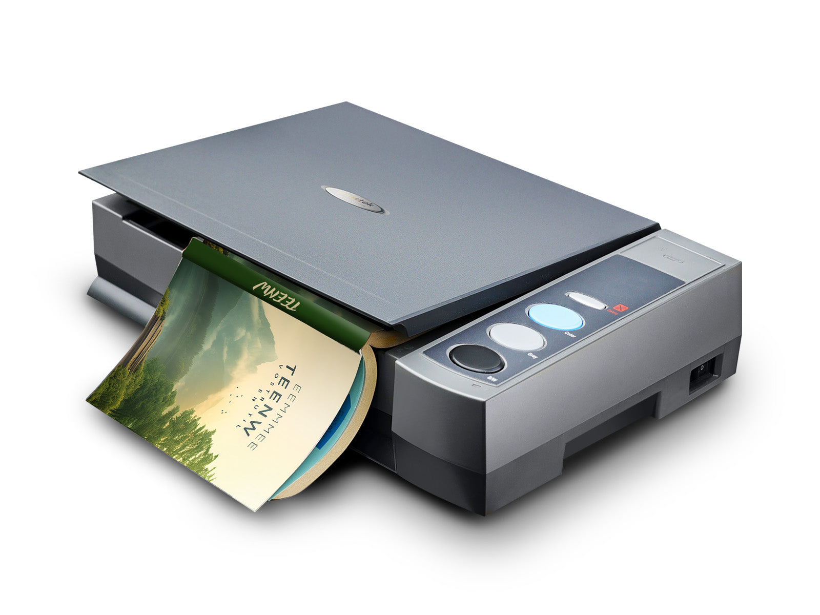 Plustek OpticBook 3800L A4 book-edge document scanner 1200 dpi USB 2.0 PC & Mac front left with book