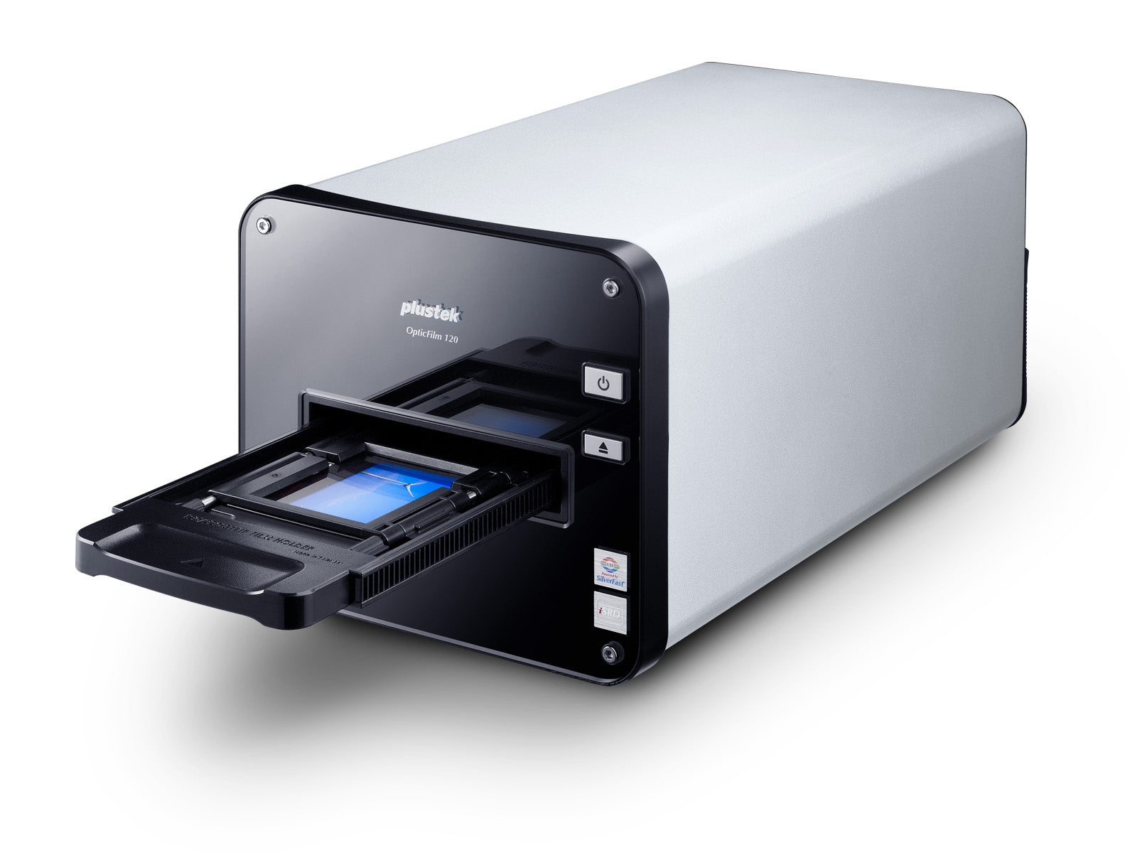 Plustek Opticfilm 120 medium format and 35mm film scanner 5300 dpi USB 2.0 left