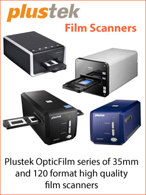 Image of Plustek OpticFilm range of 35mm and 120 film scanners callout